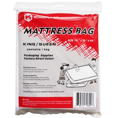 K KINGPLAST King/Queen Disposable Mattress Bag for Moving 2Mil 78" x 96" Heavy Duty Thick Plastic Mattress Storage Bag Cover for Bed Protector
