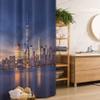 Ambesonne Cityscape Stall Shower Curtain, New York City Manhattan After Sunset View Picture with Skyline Reflection River, Fabric Bathroom Decor Set with Hooks, 36" W x 72" L, Night Blue Indigo view 1