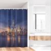 Ambesonne Cityscape Stall Shower Curtain, New York City Manhattan After Sunset View Picture with Skyline Reflection River, Fabric Bathroom Decor Set with Hooks, 36" W x 72" L, Night Blue Indigo view 2