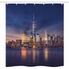 Ambesonne Cityscape Stall Shower Curtain, New York City Manhattan After Sunset View Picture with Skyline Reflection River, Fabric Bathroom Decor Set with Hooks, 36" W x 72" L, Night Blue Indigo view 3