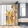 Ambesonne Seashells Stall Shower Curtain, Shells and Starfish Reflection Water Golden Yellow Spa Clear Beach Theme, Fabric Bathroom Decor Set with Hooks, 54" W x 78" L, Earth Yellow Cream view 1
