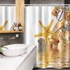 Ambesonne Seashells Stall Shower Curtain, Shells and Starfish Reflection Water Golden Yellow Spa Clear Beach Theme, Fabric Bathroom Decor Set with Hooks, 54" W x 78" L, Earth Yellow Cream view 3