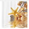Ambesonne Seashells Stall Shower Curtain, Shells and Starfish Reflection Water Golden Yellow Spa Clear Beach Theme, Fabric Bathroom Decor Set with Hooks, 54" W x 78" L, Earth Yellow Cream view 4