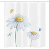 Ambesonne Dragonfly Stall Shower Curtain, Chamomiles Moths Dragonflies Refreshing Nature Template Soft Colors Art, Fabric Bathroom Decor Set with Hooks, 36" W x 72" L, Yellow White view 3