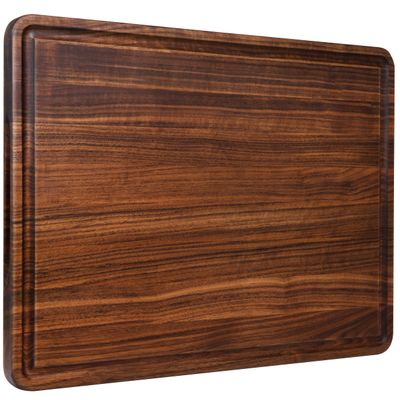 AZRHOM Walnut Wood Cutting Board, 20x15in X Large Wooden Chopping Boards with Deep Juice Groove and Side Handle, Thick Butcher Block for Kitchen Meat Cheese Gift for Wife Mom Gift Box