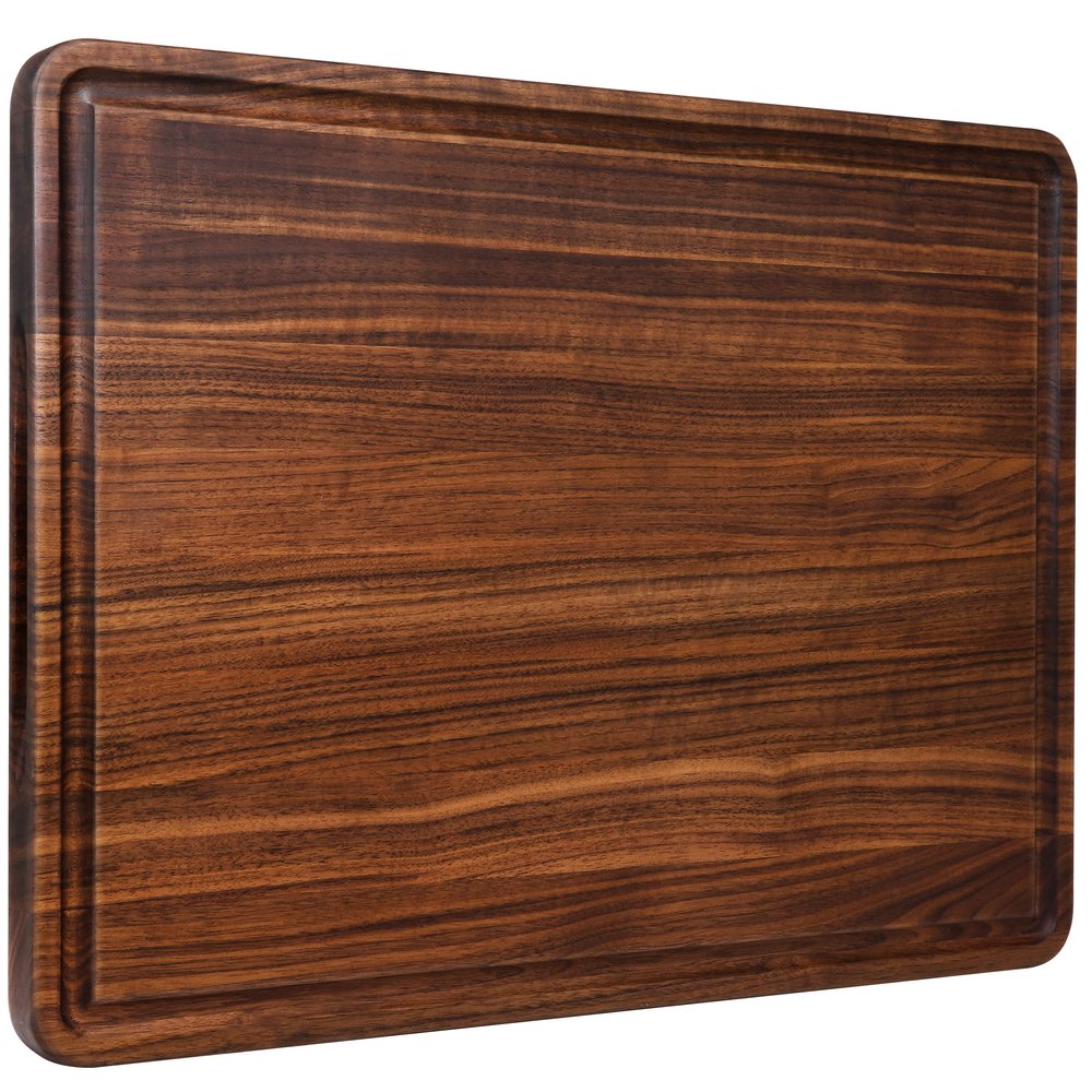 AZRHOM Walnut Wood Cutting Board, 20x15in X Large Wooden Chopping Boards with Deep Juice Groove and Side Handle, Thick Butcher Block for Kitchen Meat Cheese Gift for Wife Mom Gift Box
