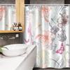 Ambesonne Dragonfly Stall Shower Curtain, Floral Design Hibiscus Ornaments Moth Dragonfly Symbolic Transformation Creature, Fabric Bathroom Decor Set with Hooks, 54" W x 78" L, Soft Blue Purple White view 3