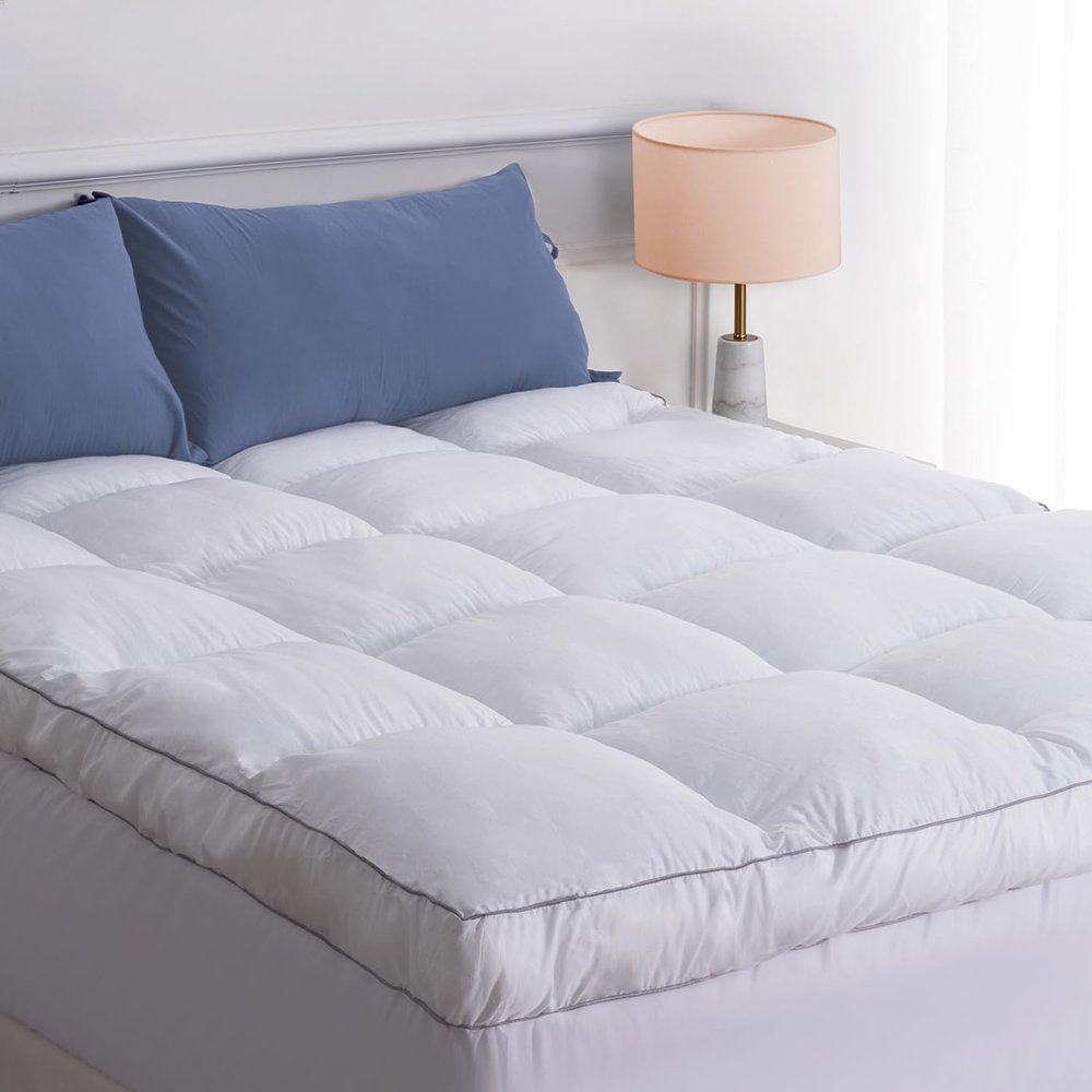 Marine Moon Mattress Topper Full, Cooling Plush Pillow Top Extra Thick Mattress Bed Topper, Fluffy Soft Mattress Pad, Hotel Quality Down Alternative Pillow Topper for Full Size Bed with Deep Pocket