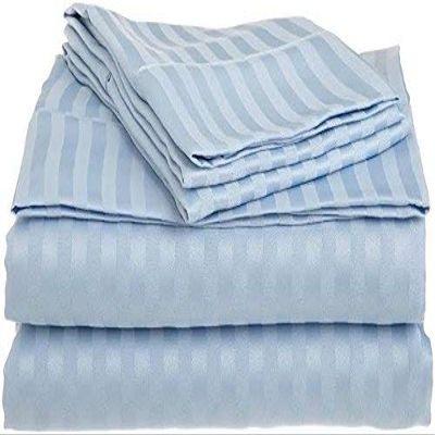 5Pcs Split Sheets Light Blue Stripe 800 Thread Count 100% Cotton Split King Sheets Sets for Adjustable Beds, Long Staple Cotton, Bedding Set, Fits Mattress Upto 24" Deep Pocket (Split King)