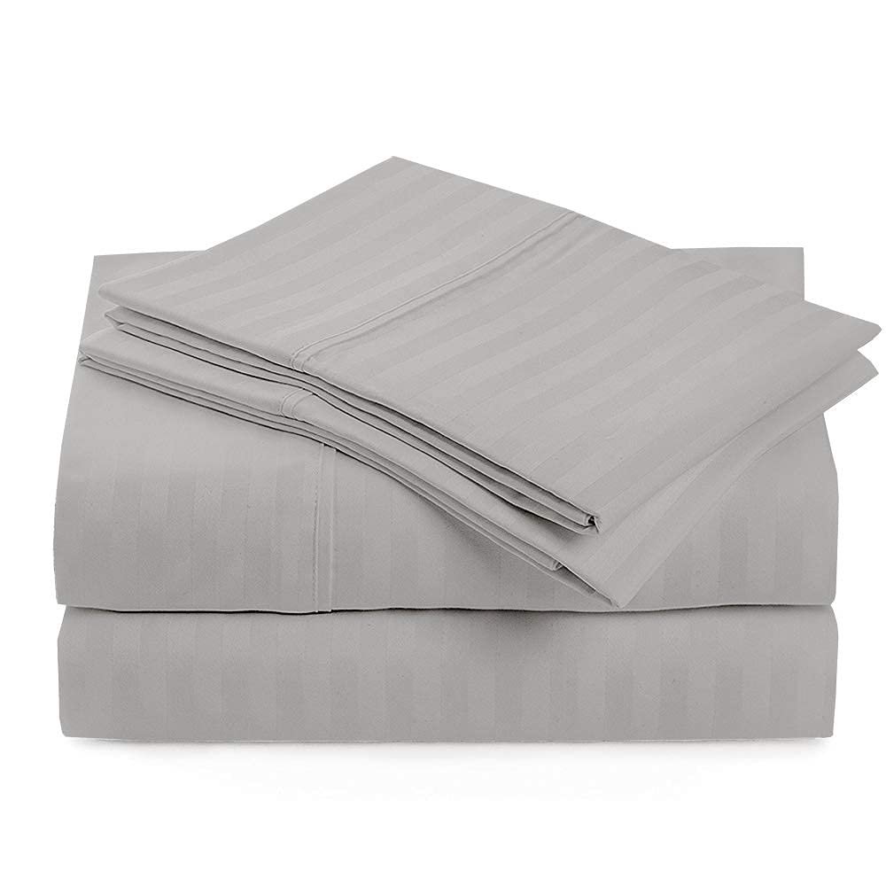 5Pcs Split Sheets Silver Stripe 800 Thread Count 100% Cotton Split King Sheets Sets for Adjustable Beds, Long Staple Cotton, Bedding Set, Fits Mattress Upto 24" Deep Pocket (Split King)