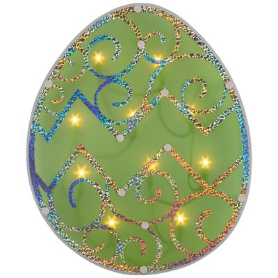 Lighted Easter Egg Silhouette Window Decoration - 12" - Green