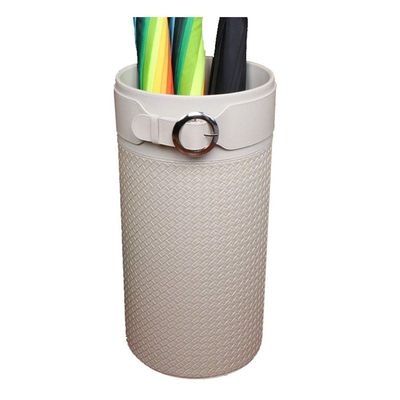 GUOYANHOME Umbrella Rackss Fashion Umbrella Stand, Faux Leather Umbrella Storage Bucket with Dripping Dish, Cue Rack for Trash Hall-Garbage Bin, 3 Colors (Color : White)
