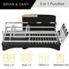 BRIAN & DANY Aluminum Dish Drying Rack, Dish Racks for Kitchen Counter, Dish Drainer with Removable Cutlery Holder & Cup Holder, Unique 360 Swivel Spout Drainboard, 16.5" L x 11.8" W, Silver view 3