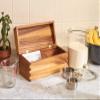 Ironwood Gourmet Acacia Wood Recipe Box, Double Compartment, For 3" x 5" Cards view 2
