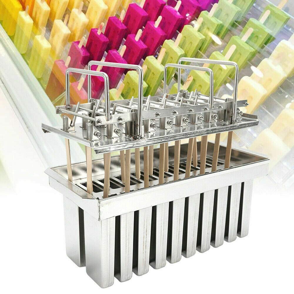 20PCS Stainless Steel Ice Cream Pop Molds Frozen Maker Lolly Mold Ice Cream Stick Holder + Cleaning Brush USA