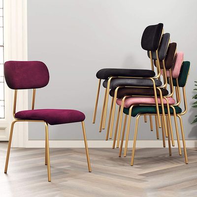 Dining Room Chairs 6 Colors Kitchen Dining Chairs Side Chair for Restaurant Home Kitchen Living Room Dining Room, Velvet Seat and Backrest, Metal Legs, Maximum Load 330LBS