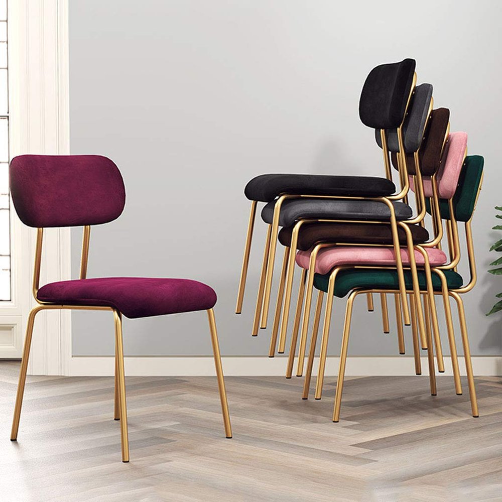 Dining Room Chairs 6 Colors Kitchen Dining Chairs Side Chair for Restaurant Home Kitchen Living Room Dining Room, Velvet Seat and Backrest, Metal Legs, Maximum Load 330LBS