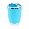 Bathroom Accessories Set, 6 Pcs Plastic Gift Set, Blue, Includes Toothbrush Holder, Cup, Soap Dish, Lotion Bottle, Toilet Brush, Trash Can view 4