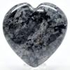 2.5" 130g Sparkling Larvikite Puffy Heart Polished Natural Symbiotic Black Labradorite & Moonstone Crystal Mineral Collectible Gemstone Specimen - India + Stand view 1