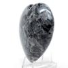 2.5" 130g Sparkling Larvikite Puffy Heart Polished Natural Symbiotic Black Labradorite & Moonstone Crystal Mineral Collectible Gemstone Specimen - India + Stand view 3