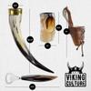 Viking Culture 16 Oz. Viking Drinking Horn with Beer Opener, Stand, Genuine Fur Belt Holster and Vintage Burlap Bag, Polished Finished with Authentic Medieval Norse Style view 4