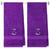 BY LORA Embroidered Terry Cotton Bath Towel for All Family - Water Absorbent Plush Cotton Towels - Personalized Gift - 27 x 54 inches Purple Color Towel - 2-Pack - Silver Script Initial Z view 1