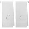 BY LORA Embroidered Terry Cotton Bath Towel for Bath, Shower - 27 x 54 inches - 2-Pack - White Color Towel - Silver Script Initial C view 1