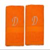 BY LORA Customized Gift Terry Cotton Bath Towel for Bath, Shower - Personalized Gift -27 x 54 inches - 2-Pack - Orange Color Towel - Silver Script Initial D view 2