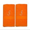 BY LORA Customized Gift - Terry Cotton Bath Towel for Bath, Shower - Personalized Gift -27 x 54 inches - 2-Pack - Orange Color Towel - Silver Script Initial S view 2
