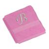 BY LORA Embroidered Terry Cotton Hand Towel for Bathroom and Kitchen - Terry Cotton Hand Towel - 16 x 27 inches - 3-Pack - Pink Color Towel - Light Silver Chancery Style Initial B view 2