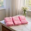 BY LORA Embroidered Terry Cotton Hand Towel for Bathroom and Kitchen - Terry Cotton Hand Towel - 16 x 27 inches - 3-Pack - Pink Color Towel - Light Silver Chancery Style Initial B view 4