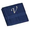 BY LORA Embroidered Monogram Hand Towel 3 Pack, Initial V, Navy Blue view 2