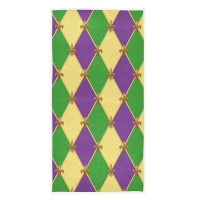 Naanle Mardi Gras Fleur De Lis Pattern Soft Highly Absorbent Guest Large Home Decorative Hand Towels Multipurpose for Bathroom, Hotel, Gym and Spa (16 x 30 Inches)