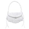 Happyyami Woven Hamper Wedding Girl Basket Heart Shape Lace Rhinestone Bridesmaid Rose Petals Holder for Wedding Ceremony Party Decoration (White) Planter Basket view 2
