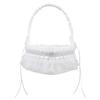 Happyyami Woven Hamper Wedding Girl Basket Heart Shape Lace Rhinestone Bridesmaid Rose Petals Holder for Wedding Ceremony Party Decoration (White) Planter Basket view 3