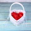 Happyyami Woven Hamper Wedding Girl Basket Heart Shape Lace Rhinestone Bridesmaid Rose Petals Holder for Wedding Ceremony Party Decoration (White) Planter Basket view 4