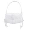 Wedding Girl Basket Heart Shape Lace Rose Petals Holder Bride Basket with Satin Rose for Wedding Ceremony Party Decoration (White) view 2