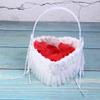 Wedding Girl Basket Heart Shape Lace Rose Petals Holder Bride Basket with Satin Rose for Wedding Ceremony Party Decoration (White) view 3