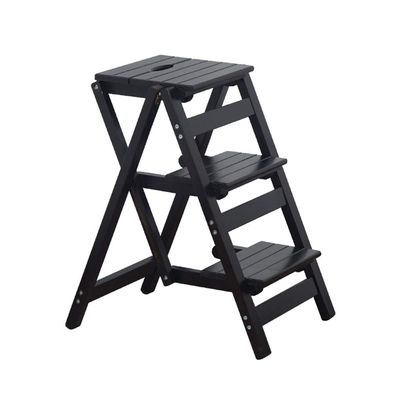 Upstairs 3 Step Ladder, Library Steps Ladder Chair, Foldable Kitchen Step with Anti-Slip Steps Tool Height 66cm Max. 200kg