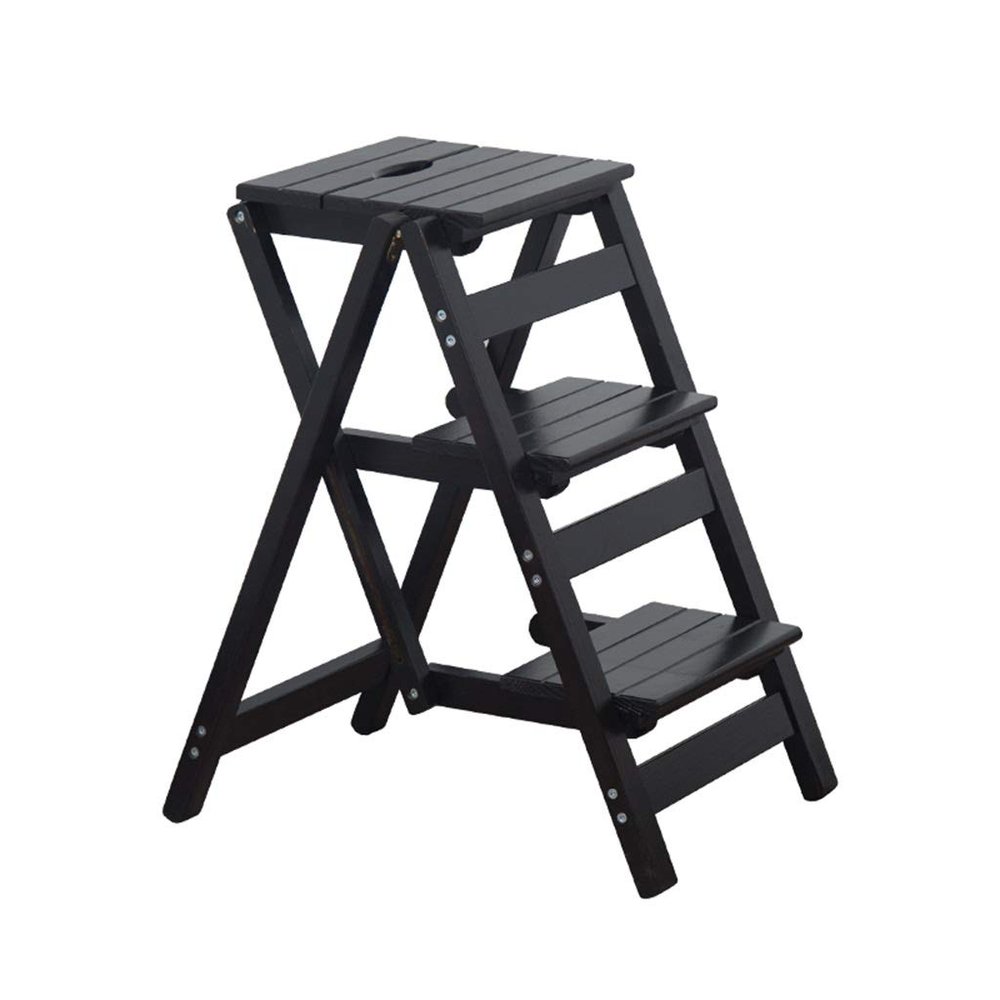 Upstairs 3 Step Ladder, Library Steps Ladder Chair, Foldable Kitchen Step with Anti-Slip Steps Tool Height 66cm Max. 200kg