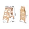 Foldable Upstairs Wood Step Ladder Stool, Flower Stand Shelf, Library Stepstool, Household Stair Chair Max. 200kg, Wood view 2