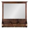 Kate and Laurel Stallard Decorative Wood Home Wall Organizer Mirror with Pockets and Key Hooks, Walnut Brown view 3