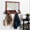 Kate and Laurel Stallard Decorative Wood Home Wall Organizer Mirror with Pockets and Key Hooks, Walnut Brown view 4