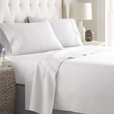 Bedding Castle - Luxurious - 800 Series - Egyptian Cotton - 4PC Bed Sheet Set - ( Flat Sheet + Fitted Sheet 28" Deep Pocket + 2 PC Pillow Cases ) - Fade Resistant - (Twin XL, White)