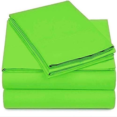 Bedding Castle - Luxurious - 800 Series - Egyptian Cotton - 4PC Bed Sheet Set - ( Flat Sheet + Fitted Sheet 28" Deep Pocket + 2 PC Pillow Cases ) - Fade Resistant - (Twin XL, Parrot Green)