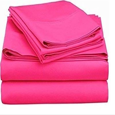 Bedding Castle - Luxurious - 800 Series - Egyptian Cotton - 4PC Bed Sheet Set - ( Flat Sheet + Fitted Sheet 28" Deep Pocket + 2 PC Pillow Cases ) - Fade Resistant - (Twin XL, Hot Pink)
