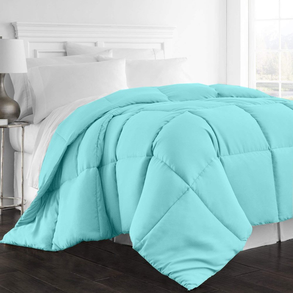 Archu Sheets 1-Pc Comforter Hotel Luxury Queen 88x92 Size1-Pc Comforter 100% Egyptian Cotton, 600 Thread Count, 200 GSM Fiber Fill - Machine Washable, Aqua Solid