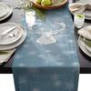 Vandarllin Cotton Linen Table Runner Dresser Scarves Christmas Snowflakes Moose Non-Slip Burlap Rectangle Table Setting Decor for Wedding Party Holiday Dinner Home, 13x90 inch Blue view 1