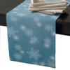 Vandarllin Cotton Linen Table Runner Dresser Scarves Christmas Snowflakes Moose Non-Slip Burlap Rectangle Table Setting Decor for Wedding Party Holiday Dinner Home, 13x90 inch Blue view 2