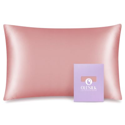 OLESILK Toddler 100% Mulberry Silk Pillowcase, Zipper, 13"x 18", Coral Pink